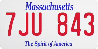 MA license plate 7JU843