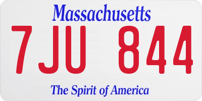 MA license plate 7JU844