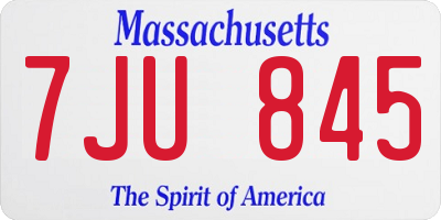 MA license plate 7JU845