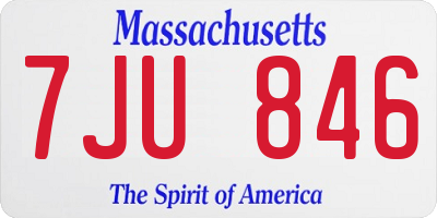 MA license plate 7JU846