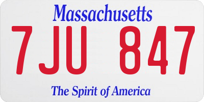 MA license plate 7JU847