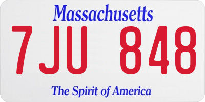 MA license plate 7JU848