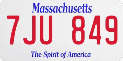 MA license plate 7JU849