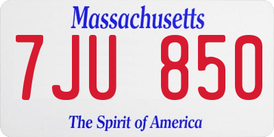 MA license plate 7JU850