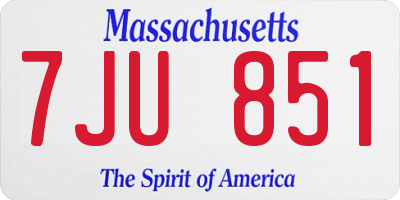MA license plate 7JU851