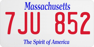 MA license plate 7JU852