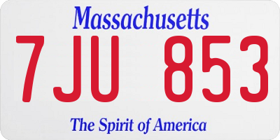 MA license plate 7JU853