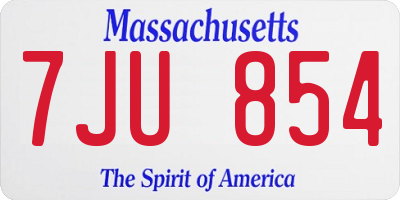 MA license plate 7JU854