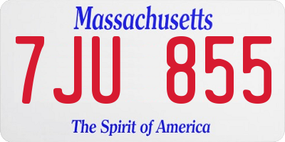 MA license plate 7JU855