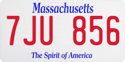 MA license plate 7JU856