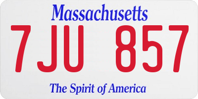 MA license plate 7JU857