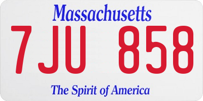 MA license plate 7JU858