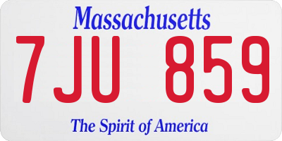MA license plate 7JU859