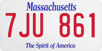 MA license plate 7JU861