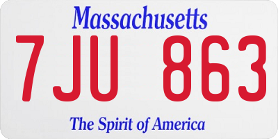 MA license plate 7JU863