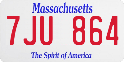 MA license plate 7JU864