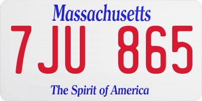 MA license plate 7JU865
