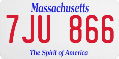 MA license plate 7JU866