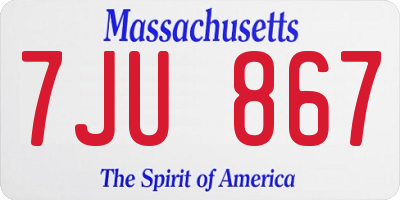 MA license plate 7JU867