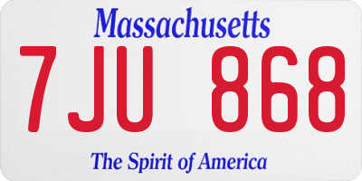 MA license plate 7JU868