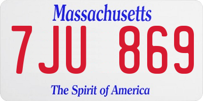 MA license plate 7JU869