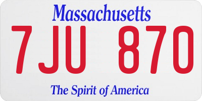 MA license plate 7JU870