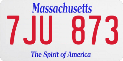 MA license plate 7JU873