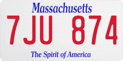 MA license plate 7JU874