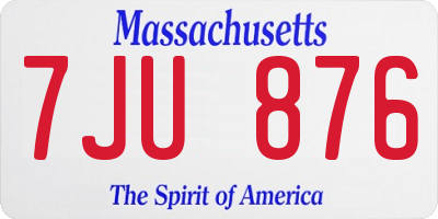MA license plate 7JU876