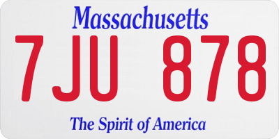 MA license plate 7JU878