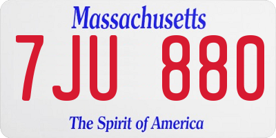 MA license plate 7JU880