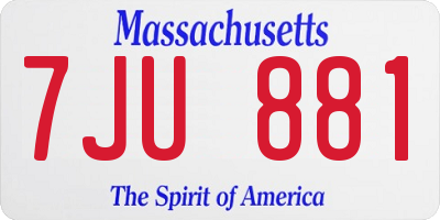 MA license plate 7JU881