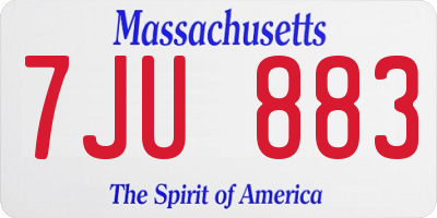 MA license plate 7JU883