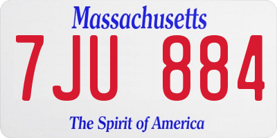 MA license plate 7JU884