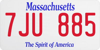 MA license plate 7JU885