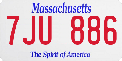 MA license plate 7JU886