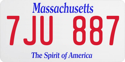 MA license plate 7JU887