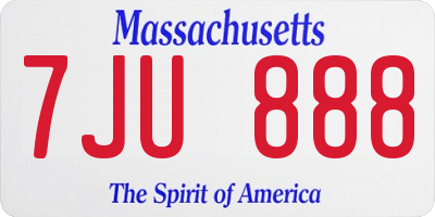 MA license plate 7JU888