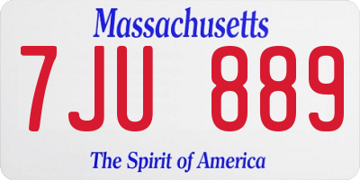 MA license plate 7JU889