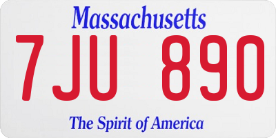 MA license plate 7JU890