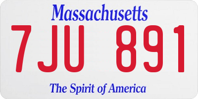 MA license plate 7JU891