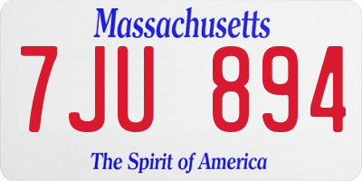MA license plate 7JU894