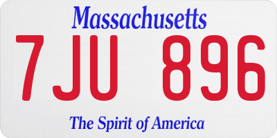 MA license plate 7JU896