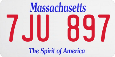 MA license plate 7JU897
