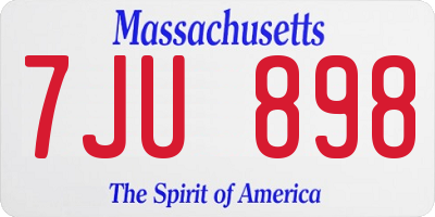 MA license plate 7JU898