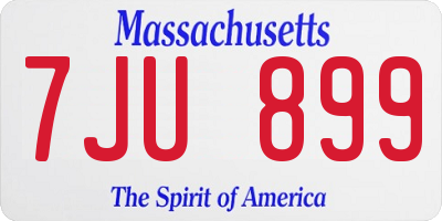 MA license plate 7JU899