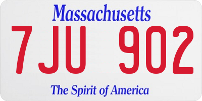 MA license plate 7JU902