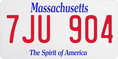 MA license plate 7JU904