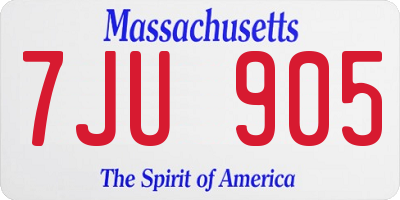 MA license plate 7JU905