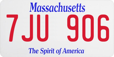MA license plate 7JU906